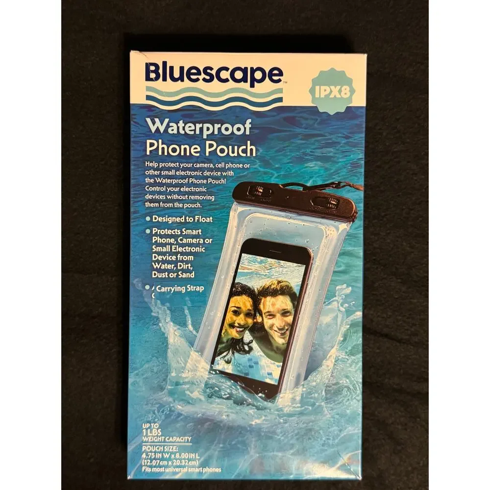 Bluescape Universal Waterproof Phone Pouch, Black & Clear New in Box